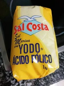 Sal marina con yodo y ácido fólico