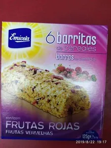 Barritas de cereales con frutas rojas