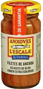 Filetes de anchoas aceite de oliva virgen extra ecológico