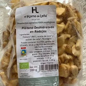 Plátano deshidratado en rodajas