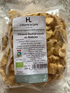 Plátano deshidratado en rodajas