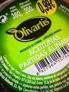 Aceitunas partidas aliñadas