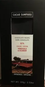 Chocolate negro 91% Venezuela & Ecuador