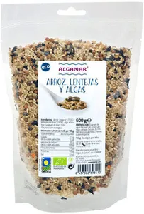 Arroz, lentejas y algas