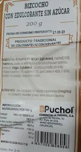 BIZCOCHO CON EDULCORANTE SIN AZUCAR