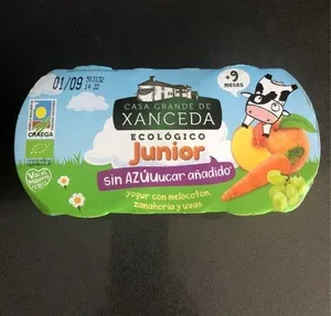 Yogur con melocoton, zanahoria y uvas