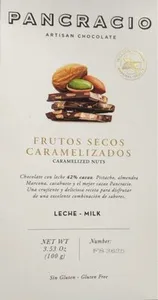Chocolate con leche y frutos secos caramelizados
