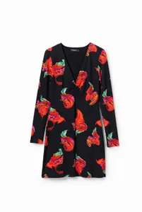 Ribbed floral mini dress