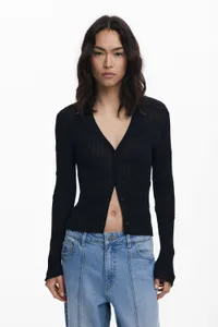 Fitted textured cardigan