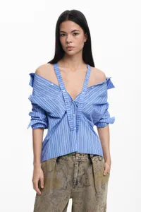Striped neckline shirt
