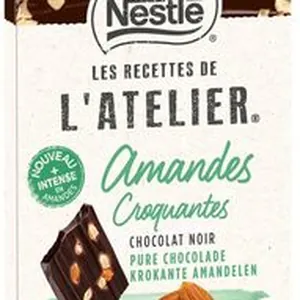 NESTLE L'ATELIER Tablette Chocolat noir amandes croquantes - 100g