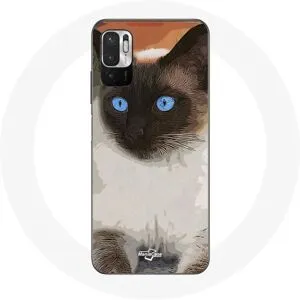 CAPACHEAP Coque pour Xiaomi Redmi Note 10T 5G Chat Siamois Noir et blanc Yeux Bleus