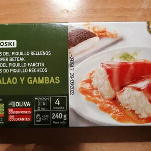 Pimientos rellenos de bacalao y gambas