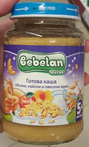 Bebelan puree готова каша ябълки, кайсии и овесени ядки