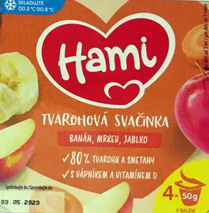 Tvarohová svačinka banán mrkev jablko