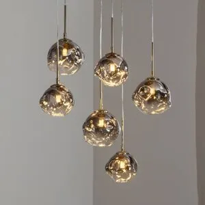 Glas pendellampa Herman Lucea, dimbar, Mässing / guld, Vardagsrum / matsal, Metall, Modern, Pendellampa