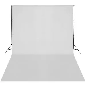 vidaXL Teleskopiskt bakgrundsstativ + vit bakgrund 3 x 5 m
