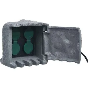 vidaXL Stenformat trädgårdsuttag 4 uttag vattenbeständig polyresin grå