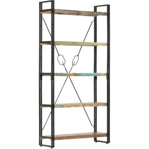 vidaXL Bokhylla med 5 hyllor 90x30x180 cm massivt återvunnet trä