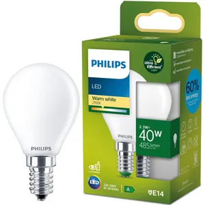 Philips: LED E14 Klot P45 2,3W (40W) Frostad 485lm 2700K Energiklass A