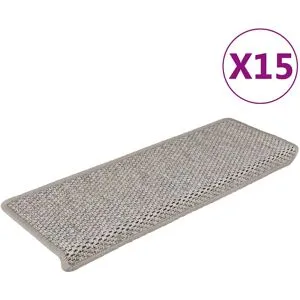 vidaXL Trappstegsmattor självhäftande sisal 15 st 65x21x4 cm silver