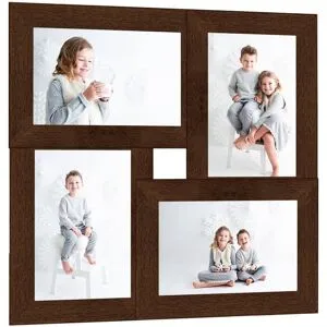 vidaXL Fotoram för 4x(10x15 cm) bilder mörkbrun MDF