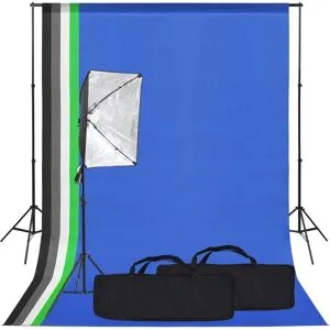vidaXL Fotostudio med lampor, bakgrund och reflexskärm