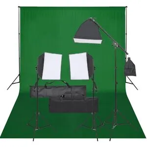 vidaXL Fotostudio med lampor och bakgrund