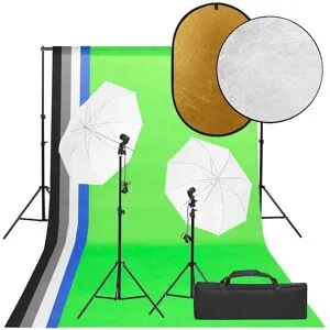 vidaXL Fotostudio med lampor, bakgrund och reflexskärm