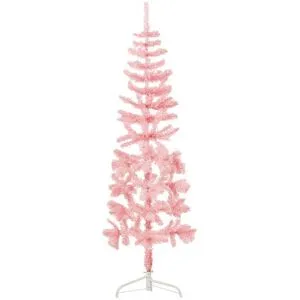 vidaXL Smal halv plastgran med stativ rosa 120 cm