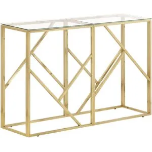 vidaXL Konsolbord guld rostfritt stål och härdat glas
