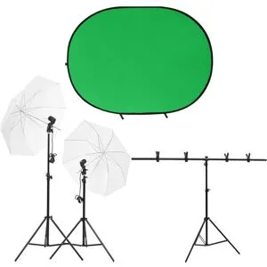 vidaXL Fotostudio med lampor och bakgrund