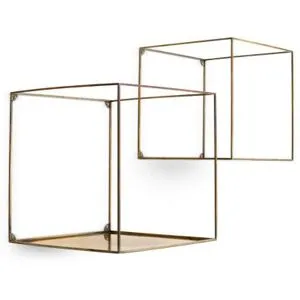 Eichholtz Deco square vägghylla vintage mässing 2-set