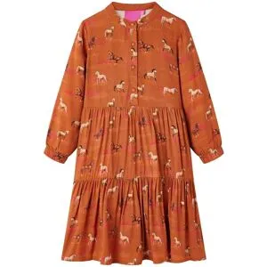 vidaXL Klänning för barn konjaksfärg 104