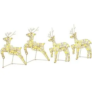 vidaXL LED Renar med 80 LED-lampor 4 pcs Guld PET