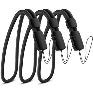 Justerbar handledsrem med snodd (3-pack, svart) – Säker rem för nycklar, GoPro, telefon, kamera, spelkonsoler