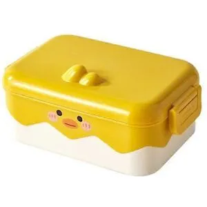 900ML Lunchlåda Söt Tecknad Anka Termisk Rostfritt Stål Läcksäker Bärbar Skola Studenter Bento Matbehållare Kontorsmaterial