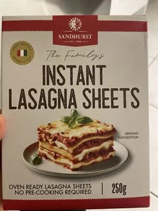 Instant lasagna sheets