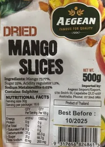 Dried mango slices