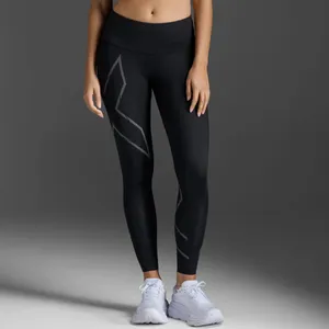 2XU Light Speed Mid-Rise Compression Tights träningstights (dam) - Black/ Black Reflective, M