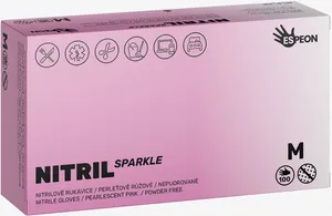 Handskar Espeon Nitril Sparkle Pearlescent Pink I Pulverfri Nitril Storlek M 2X50 St