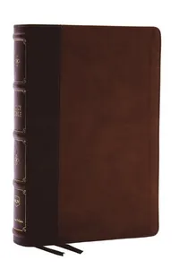 NKJV, Large Print Thinline Reference Bible, Blue Letter, Maclaren Series, Leathersoft, Brown, Thumb Indexed, Comfort Print