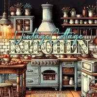 Vintage Cottage Kitchen Coloring Book for Adults